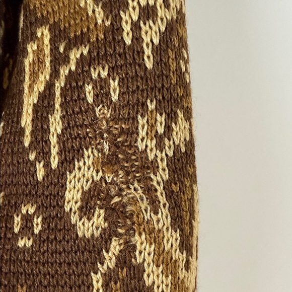 Vintage 60s Ren-dale Norvyk Wool Brown Patterned Cardigan Size Medium - Picture 5 of 7